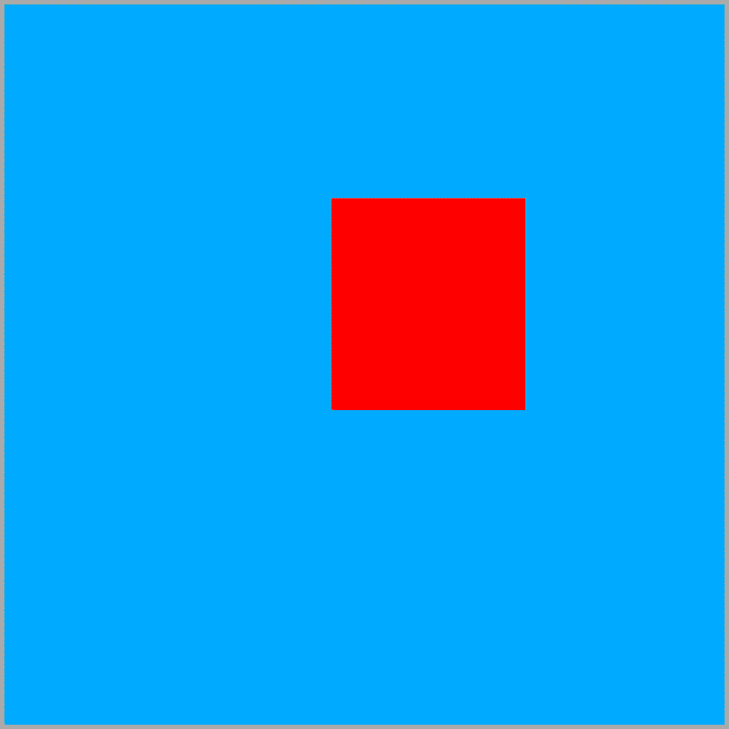 Un carré bleu contenant un petit carré rouge.