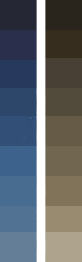 Deux bandes de couleur en dégradé du plus foncé au plus clair : bleu et brun-gris.